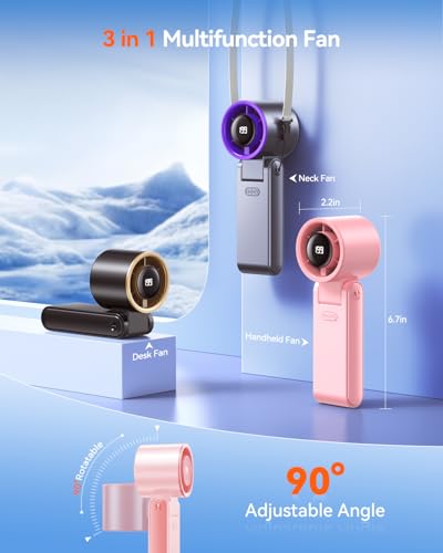Hihvls Portable Handheld Turbo Fan, 199 Gear Speed, 24 Hs Cooling Time, 5500mAh Rechargeable Mini Personal Hand Fan, Folda...
