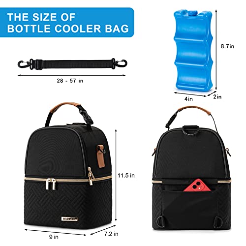 BABEYER Breastmilk Cooler Bag with Ice Pack Fits 6 Baby Bottles up to 9 Ounce, Breast Milk Pump Cooler Bag with Shoulder S...
