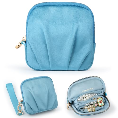 Lumayina Velvet Travel Jewelry Pouch, 2-in-1 Clamshell Case with Detachable Insert, Portable Travel Jewelry Organizer with...