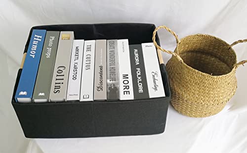 FUULOXE Storage Bin for Shelves Rectangle Closet Baskets Foldable Box with Handles Black Storage Boxes for Home Office Car...