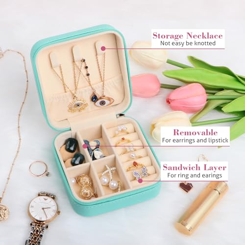 17Dec Small Travel Jewelry Case Organizer,Mini Travel Essentials for Women,Bridesmaid Gifts Birthday Gifts for Women,Small...