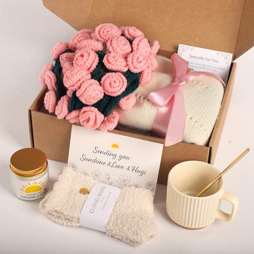 Care Package for Women, Self Care Gift, Mothers Day Gifts for Mom, Flower Bouquet Blanket, Thinking of You, Birthday Gift...
