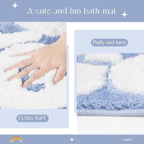 DyeFury You Look Good Bath Mat Cute Cool Bathroom Rugs Funny Bathroom Mats Fun Funky Decor Non Slip Bath Rug, Trendy Blue ...