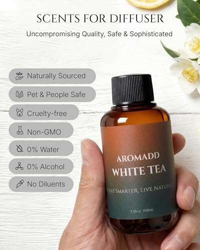 Aromadd Aromadd White Tea Diffuser Oil Inspired by Luxury Hotel Scent, Essential Oils for Waterless Diffuser, White Tea & ...