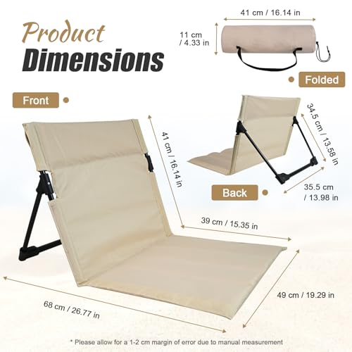 ROADNADO Widened & Thickened Folding Camping Chair with Backrest Ultra-Light Portable Beach Chair Outdoor Foldable Floor C...