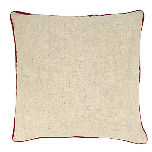 SARO LIFESTYLE Collection Holly Wreath Pillow Cover, 18", Multi
