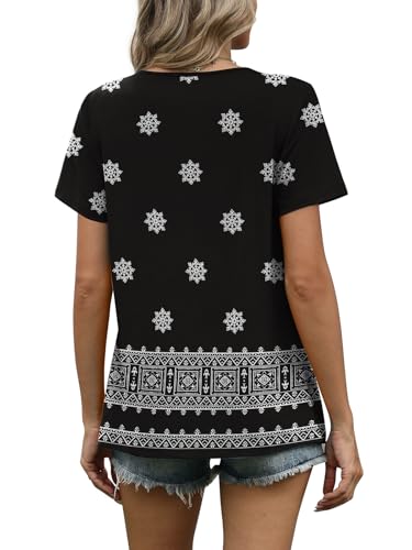 WIHOLL Women T Shirts Pleated Short Sleeve Tops Business Casual Dressy Blouses