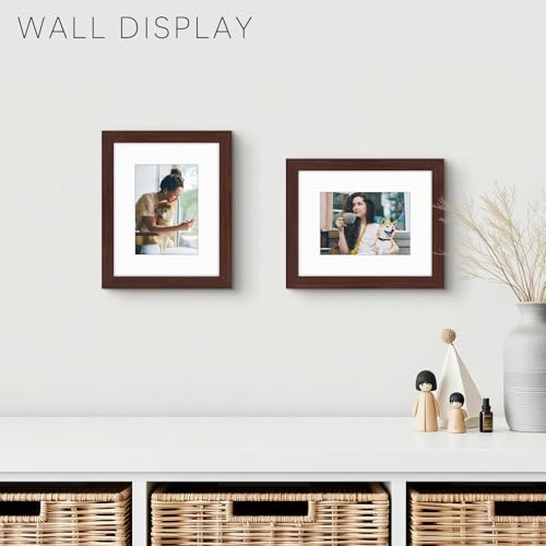 Golden State Art, 8x10 Picture Frame with Mat for 5x7 Photo - High Definition Glass Wall Mounting or Tabletop Display (Bro...