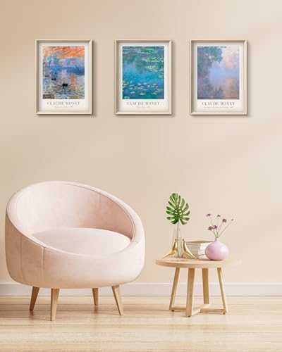 Framed Claude Monet Water Lilies Canvas Wall Art,Vintage Impressionist Botanical Painting,16x12IN High Framed Design Print...