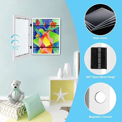 [2-Pack] Kids Art Frames, 8.5x11 Front Opening Kids Artwork Frames Changeable, White Artwork Display Storage Frame for Wal...