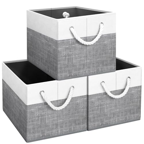 Fab totes Storage Bins [3-Pack], Foldable Storage Baskets for Organizing Toys, Books, Shelves, Closet, Large Storage Box w...