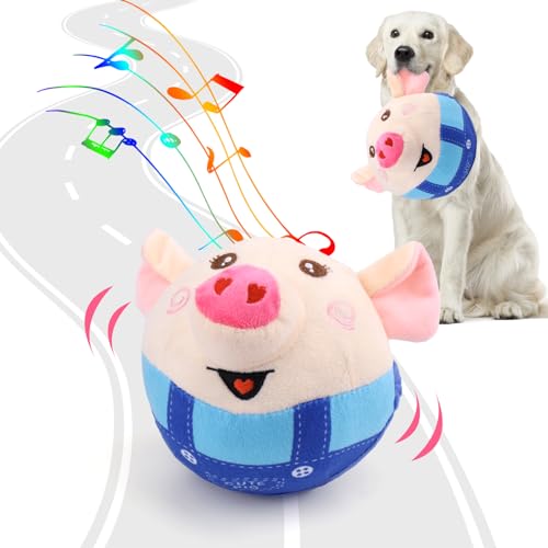 BABORUI Interactive Dog Toys Pig, Jumping Squeaky Dog Toys with Recording and Music Modes, Rechargeable Moving Dog Chew To...