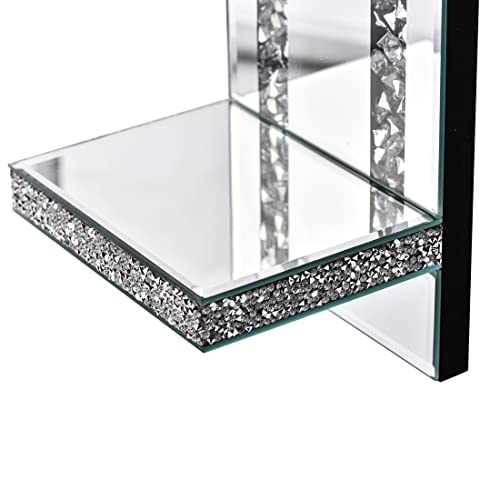 Aeveco Crystal Crush Diamond Mirrored Candle Sconces, Silver Wall Candle holder set of 2, Wall decorations for Living Roo...