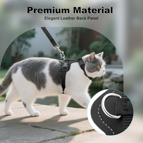 Plutus Pet Adjustable Cat Harness and Leash Set, Quick Release, Escape Proof Nylon Vest with Leather Trim for Kitten, Smal...