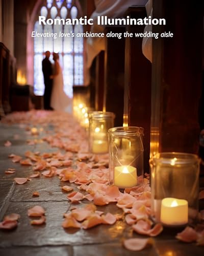 Homemory 48-Pack Novelty Flickering Flameless Tea Lights Candles, 200+Hours Battery-Operated LED Fake Candles for Wedding ...