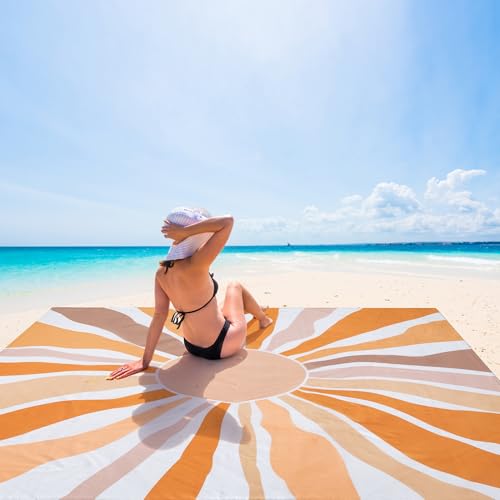 Beach Blanket Waterproof Sandproof, Extra-Large Picnic Blankets with Stakes & Travel Bag, Lightweight, Quick-Dry, Compact ...