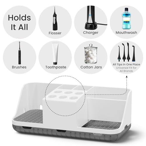Boperzi Electric Toothbrush Holders with Cord Slots: Detachable Toothbrush and Toothpaste Holders, Large Tooth Brush Stora...