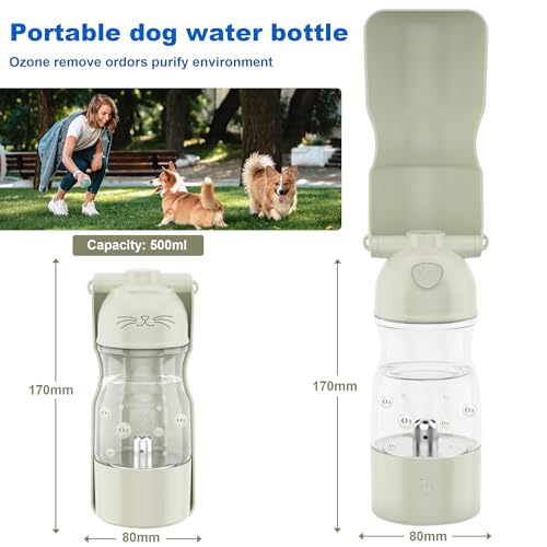 Amerisun Dog Water Bottle 12 oz Dog Water Bottle containing Reactive Oxygen Species/Ozone, Outdoor Travel Drinking Bowl, e...