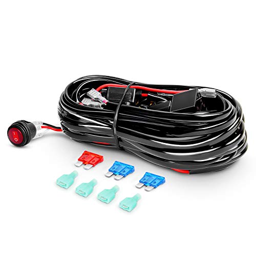 Nilight LED Light Bar Set, 12 Inch 300W Triple Row Spot Flood Combo Work Driving Lamp, 2 Pcs 4 inch 60 W with Wiring Harne...