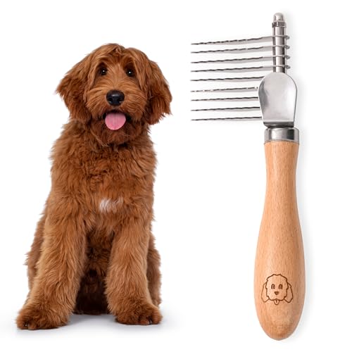 Dog Dematting Brush & Rake, Detangler Brush for Dogs, Comb Tool for Grooming, Best for Doodles, Poodles, Goldendoodles, Ca...