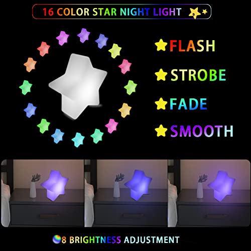 COPU 12-inch LED Star Sign Night Light, Fun & Cute Stars Mood Lamp for Kids, 16 RGB Colors & 4 Modes, Rechargeable, Waterp...