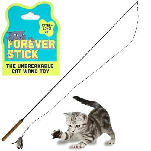 Forever Stick - The Unbreakable Cat Wand Toy, Durable Cat Toy Wand, Extra Long Cat String Toy, Cat Fishing Pole Toy for Bo...
