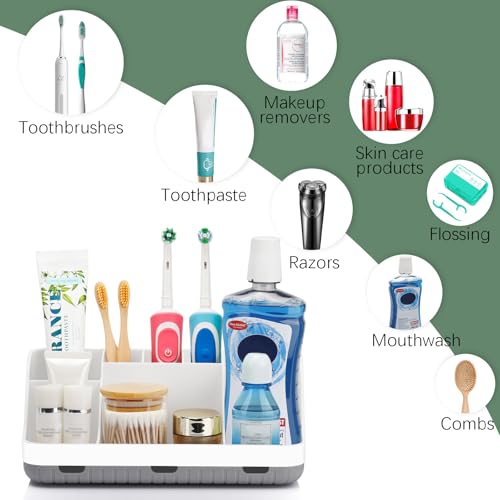 GFWARE Toothbrush Holders for Bathrooms Countertop Organizer - Kids Electric Toothbrush and Toothpaste Holder Detachable 7...