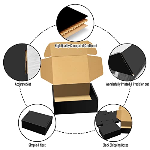 BoShahai 30 Pack 9x6x4 inches Black Shipping Boxes, Corrugated Mailer Boxes, Packaging Boxes for Products, Recyclable Card...