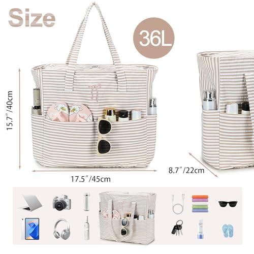 Bluboon Beach Bags for Women, Large Waterproof Tote Bag With Wet Compartment for Pool Weekender Travel Gym