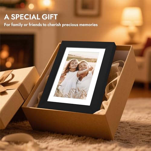 Hongkee 5x7 Picture Frame with Glass, Display Pictures 4x6 with Mat or 5 x 7 without Mat - Wall and Tabletop, 5 by 7 Photo...
