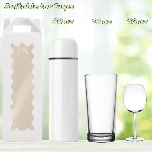 Tlence 50 Pack Gift Box for Sublimation, Transparent Tumbler Wrapping Boxes, Glass Packaging Exhibition Box with Handle, H...