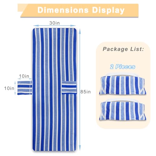 Ruikyhom Lounge Chair Towel Cover (Pack of 2), Ultra Plush & Absorbent Micro Fleece Chair Towel for Pool, Beach, Patio & G...