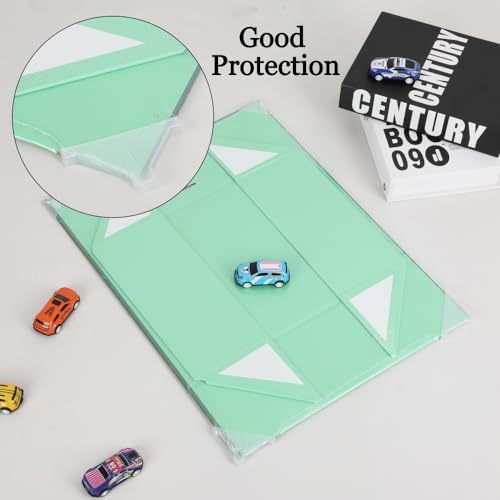 BoxSkivra Green Gift Box with Ribbon 1 Pack 6X6X3 Inch Small Gift Box with Lid Magnetic Closure Rectangle Collapsible Luxu...