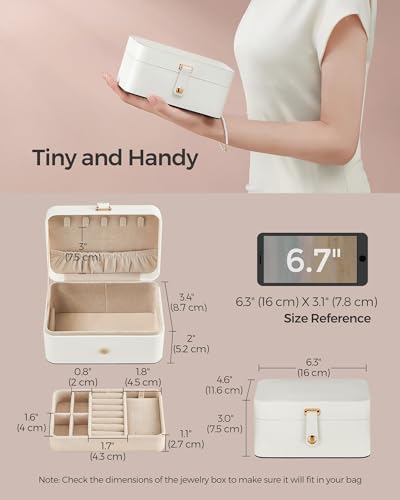 SONGMICS Jewelry Organizer Box, Travel Jewelry Case, 2-Layer Travel Case for Earrings, Necklaces, Bracelets - Portable Jew...