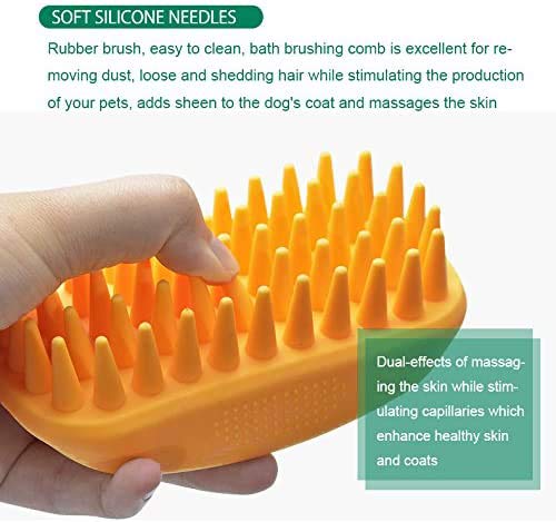 Pet Silicone Shampoo Brush for Long & Short Hair Medium Large Pets Dogs Cats,Shower Wash Curry Brush,Dog hair Products Acc...