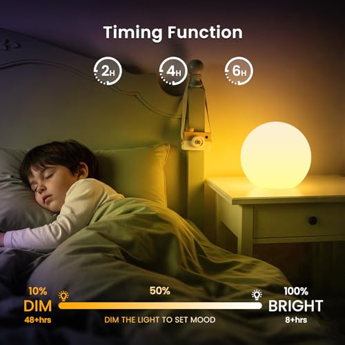 LOFTEK 6-inch LED Light Ball: Nursery Night Light with Remote Control, 16 RGB Color Changing & Dimming Rechargeable, Cordl...