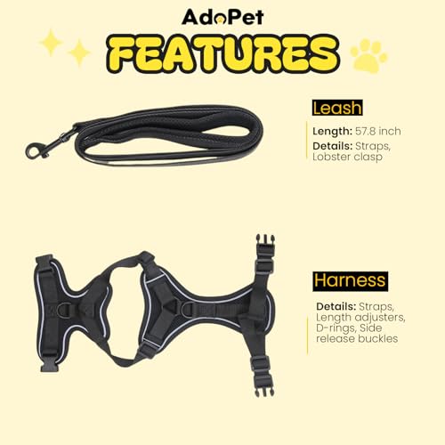 AdoPet No-Pull Cat Harness and Leash Set for Small Cats – Adjustable Reflective Soft Padded Pet Vest for Walking & Trainin...