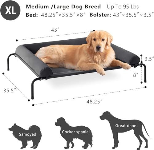 WESTERN HOME Cooling Elevated Dog Bed for Large Dogs, Portable Indoor & Outdoor Raised Dog Bed with Breathable Mesh, Chew ...