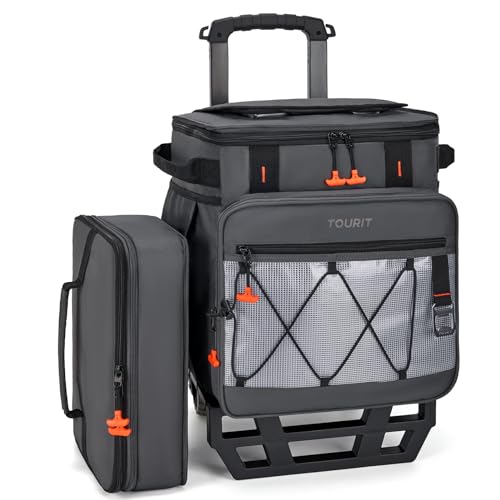 TOURIT 75 Can Insulated Rolling Cooler, Detachable Double Deck Beach Cooler with Wheels, Collapsible Soft Sided Cooler Bag...