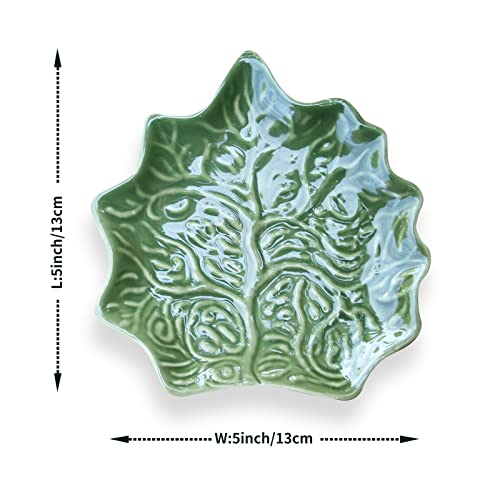 LZBALUYO Jewelry Dish Trinket Tray for Women, Ring Dish Holder, Unique Leaf Shape Ceramic Plate Cute Things Vanity Aesthet...