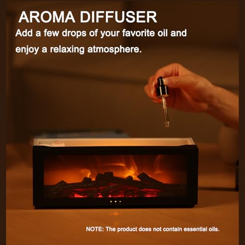 Essential Oil Diffuser, Fireplace Flame Air Diffuser Humidifier,7 Colors Aromatherapy Aroma Diffuser, Ultrasonic Aroma Hum...