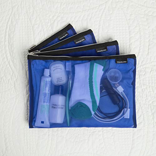 Travelon Set of 4 Mesh Pouches, Blue, 9.5 x 12.75 x 0.5