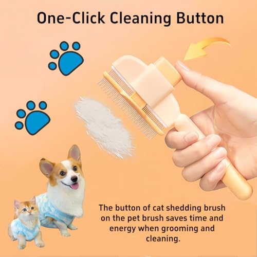 TemApex 2PCS Pet Comb for Dogs & Cats with Long & Short Stainless Steel Metal Teeth for Shedding and Tangles, Self-Cleanin...