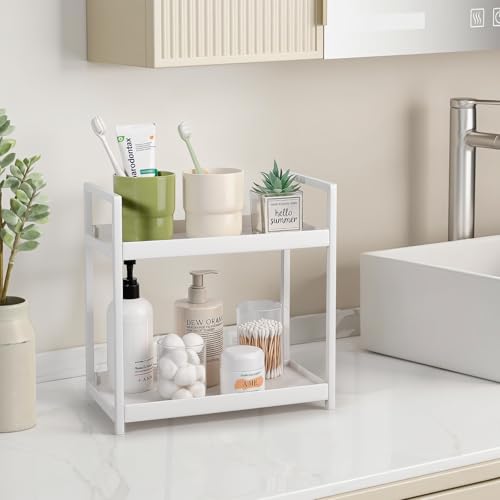 Anyoifax Bathroom Counter Organizer 2 Tier Vanity Storage Countertop Shelf Makeup Organizer Perfume Tray Skincare Holder f...