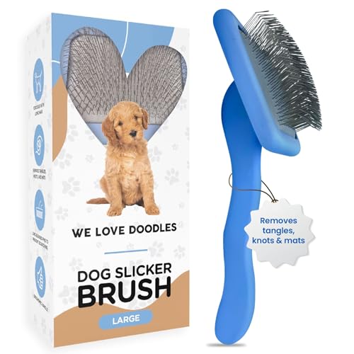 Slicker Brush for Dogs, Dog Grooming Supplies - Best Doodle & Poodle Brush for Haired Dogs - Goldendoodle Pin Detangler fo...