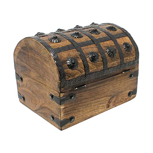 Nautical Cove Treasure Chest Keepsake and Decorative Wood Box (Large 8x6x6) - Storage Box, Wooden Box with Hinged Lid, Rus...