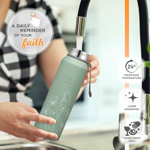 Christian Art Gifts Stainless Steel Insulated Double Wall Vacuum Spill-proof Water Bottle for Women: His Mercy Never Fails...