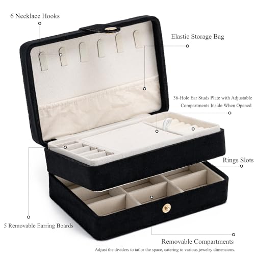MODENGKONGJIAN Jewelry Organizer Box, 2-Layer Large Jewelry Storage Case, Portable Travel Jewelrys Display Holder for Earr...