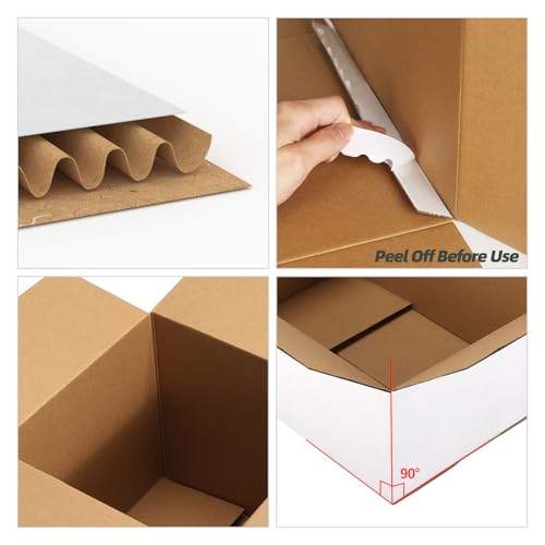 CRUGLA 12x12x12 Shipping Boxes 10 Pack, White Corrugated Cardboard Boxes with Side-Lock and Pre-Applied Double-Sided Tape,...
