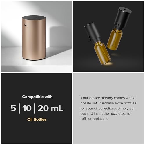 Airversa Waterless Essential Oil Diffuser Starter Kit with 4 x 10mL Hotel Scent Fragrance Oil, Aluminum Housing, Battery O...
